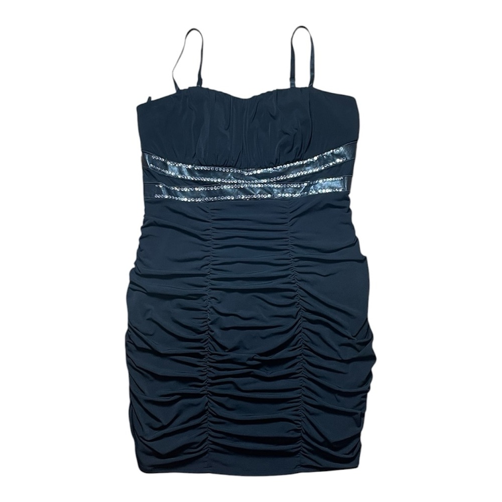 Ruby Rox Black Sequin Ruched Dress